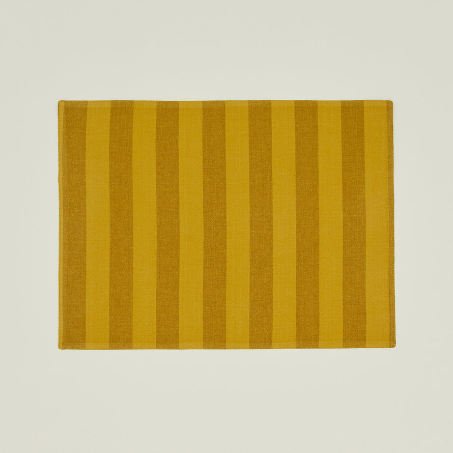 Essential Striped Placemat, Set of 4 - Mustard/Bronze