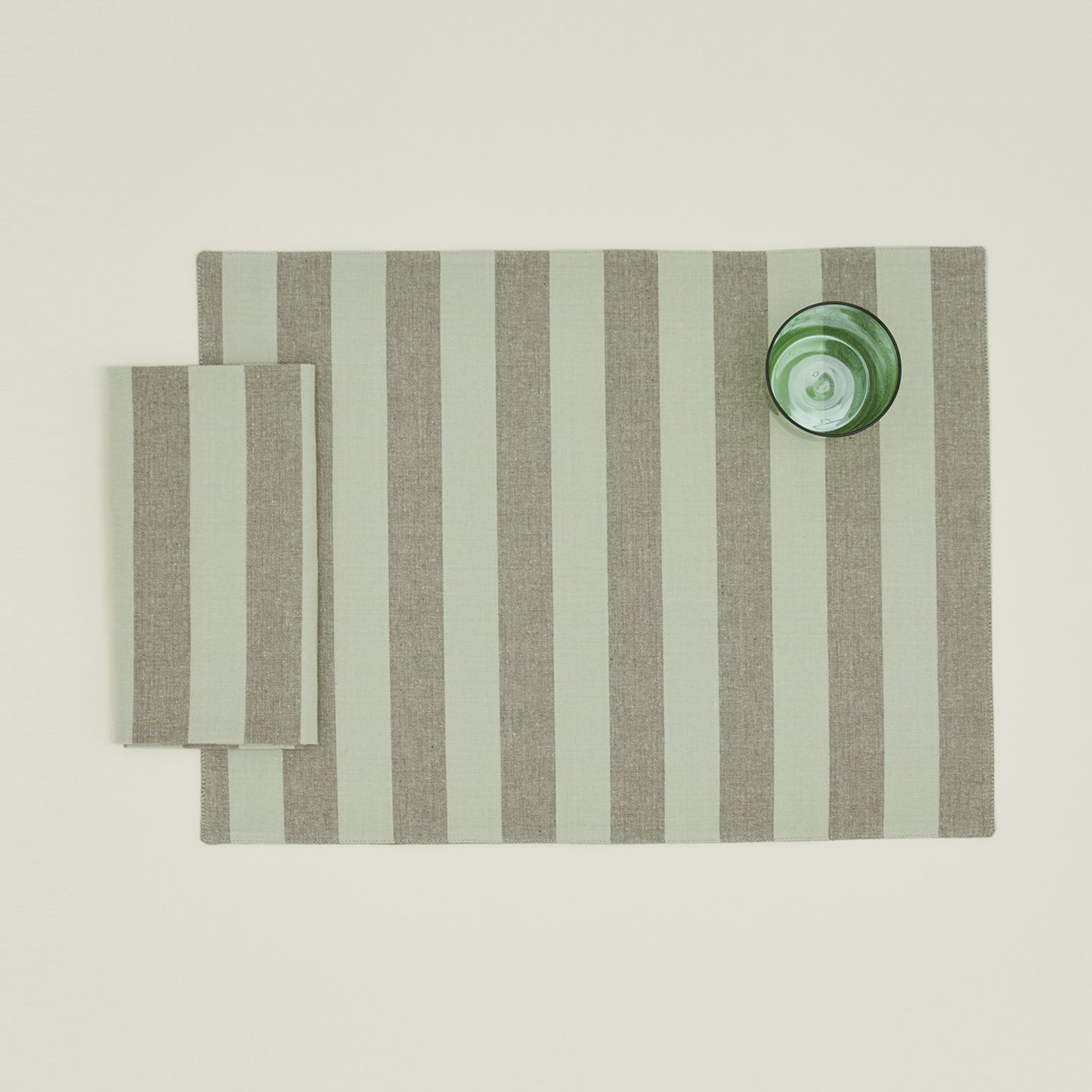 Essential Striped Dinner Napkin, Set of 4 - Olive/Sage