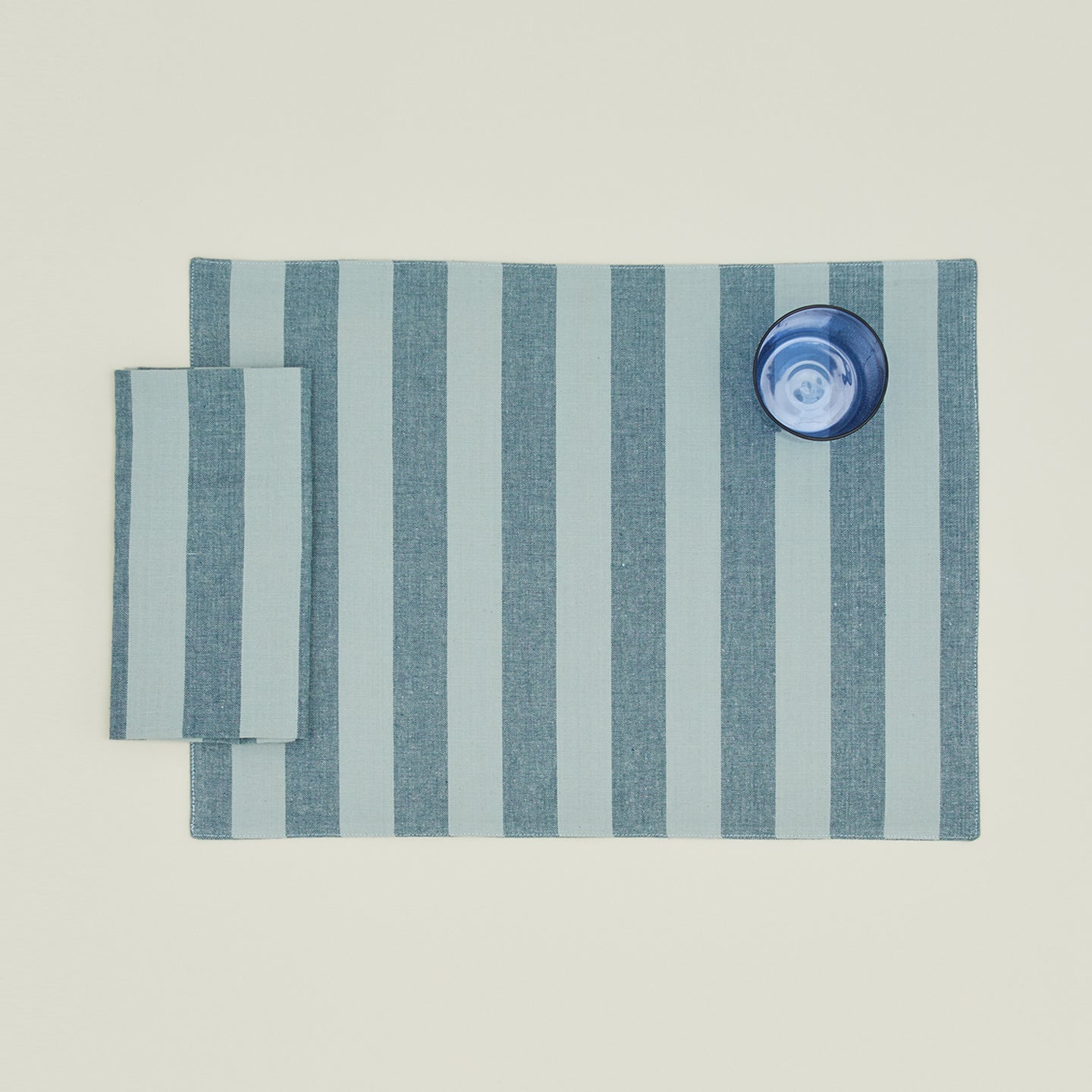 Essential Striped Placemat, Set of 4 - Sky/Peacock