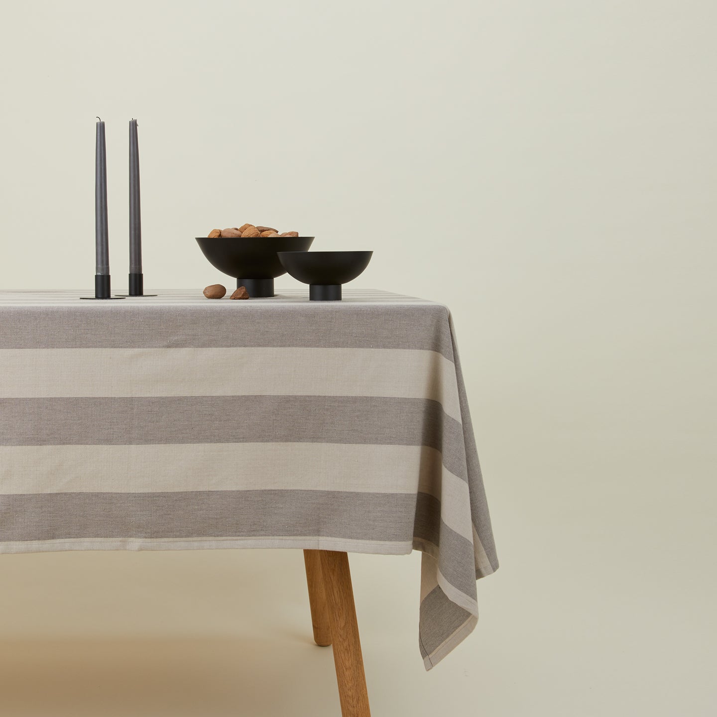 Essential Striped Tablecloth - Light Grey/Dark Grey