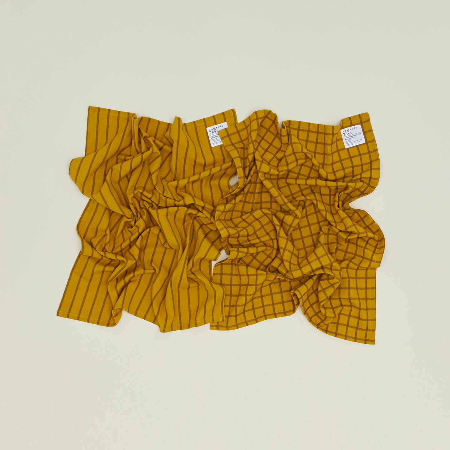 Essential Yarn Dyed Dish Towel, Set of 2 - Mustard/Bronze
