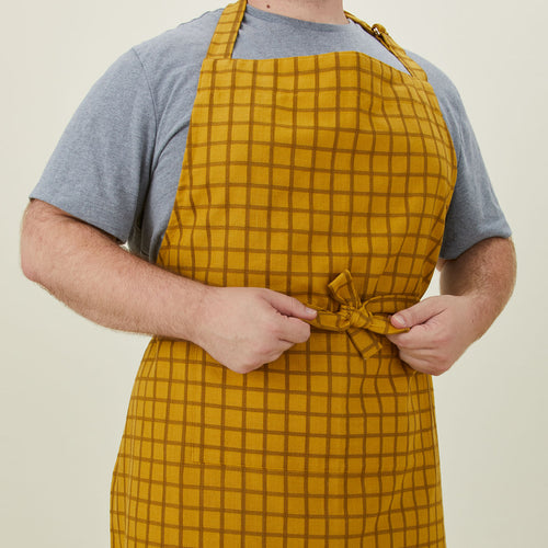 Essential Check Apron - Ivory/Flax