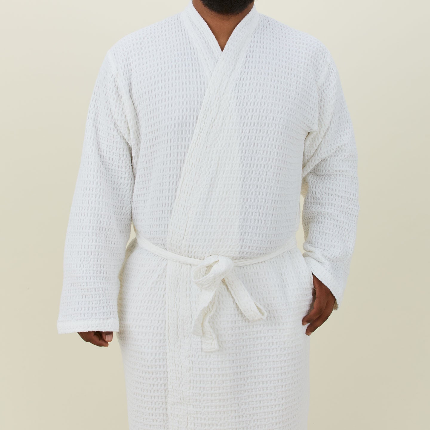 Simple Waffle Bathrobe - White Small Simple Waffle Bathrobe - White Small