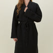 Simple Waffle Bathrobe - Black