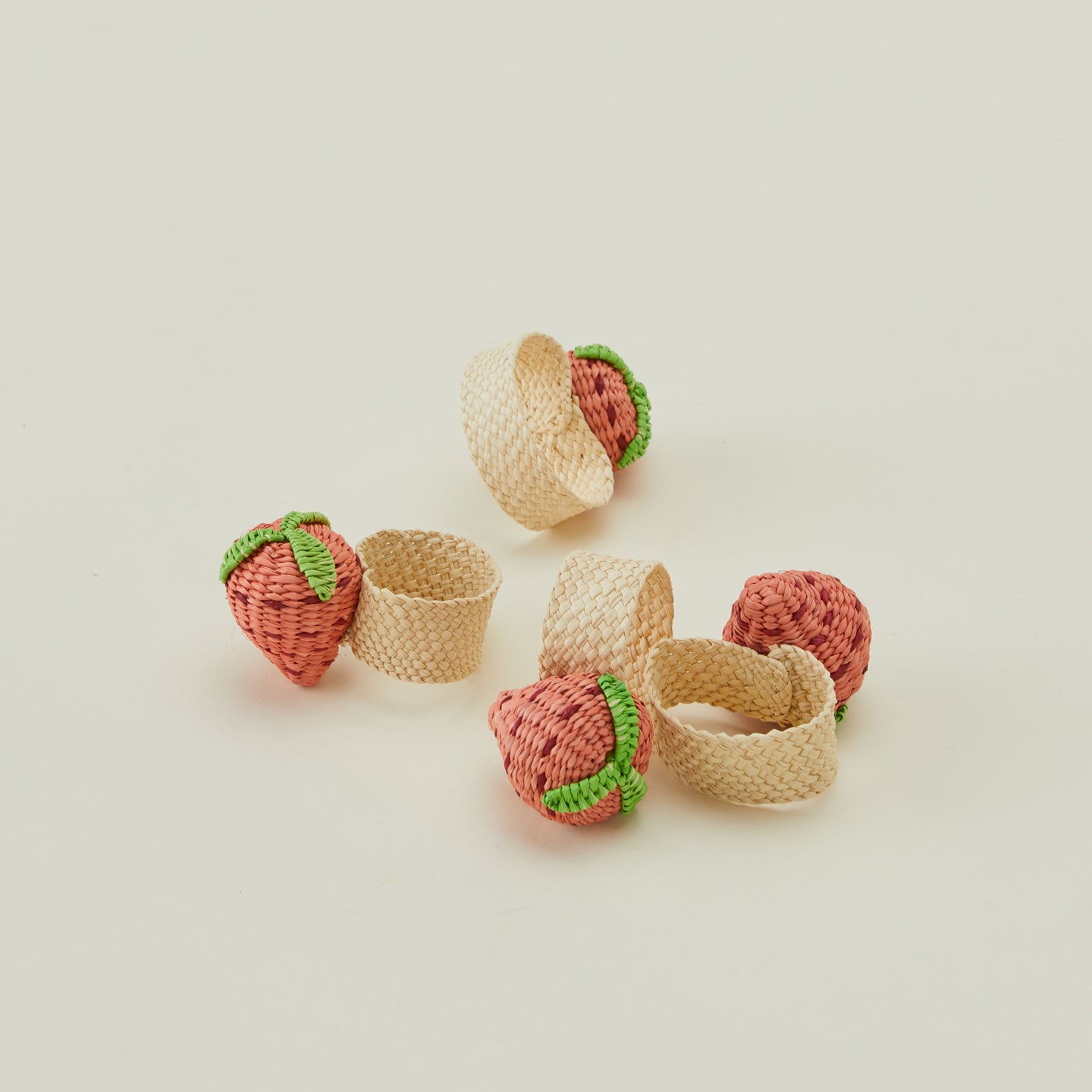 Woven Fruit Napkin Ring, Set of 4 - Strawberry