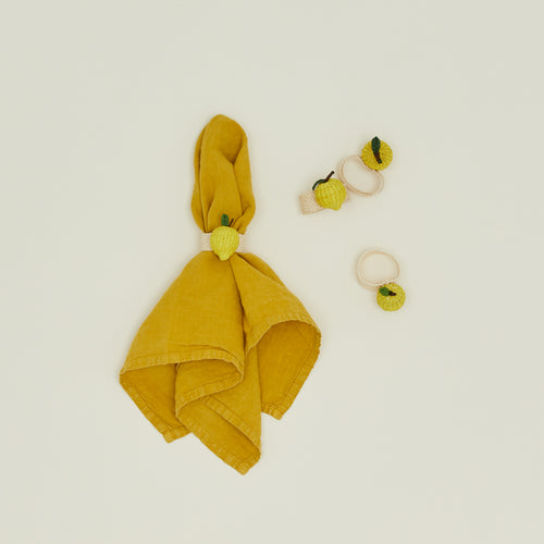 Woven Fruit Napkin Ring, Set of 4 - Lemon