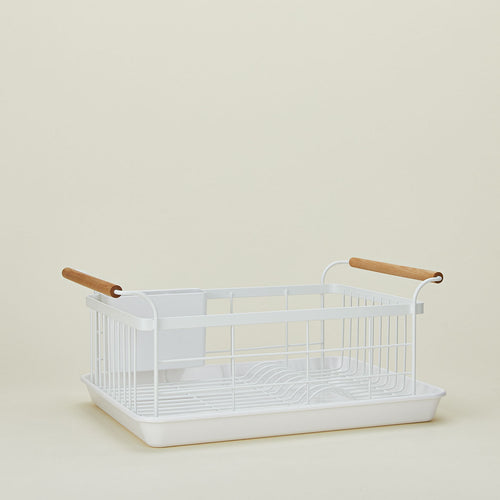 A modern dish rack in white. 