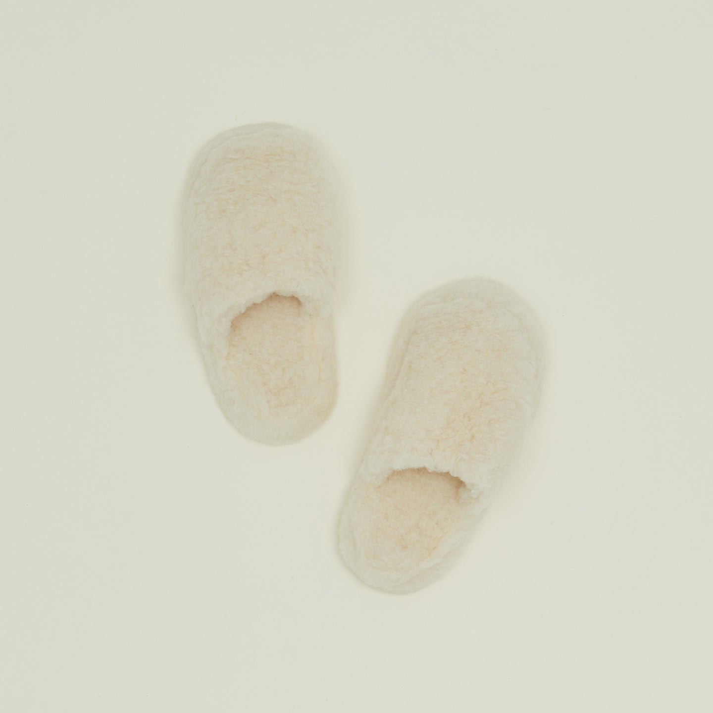 Fuzzy Wool Slippers - White
