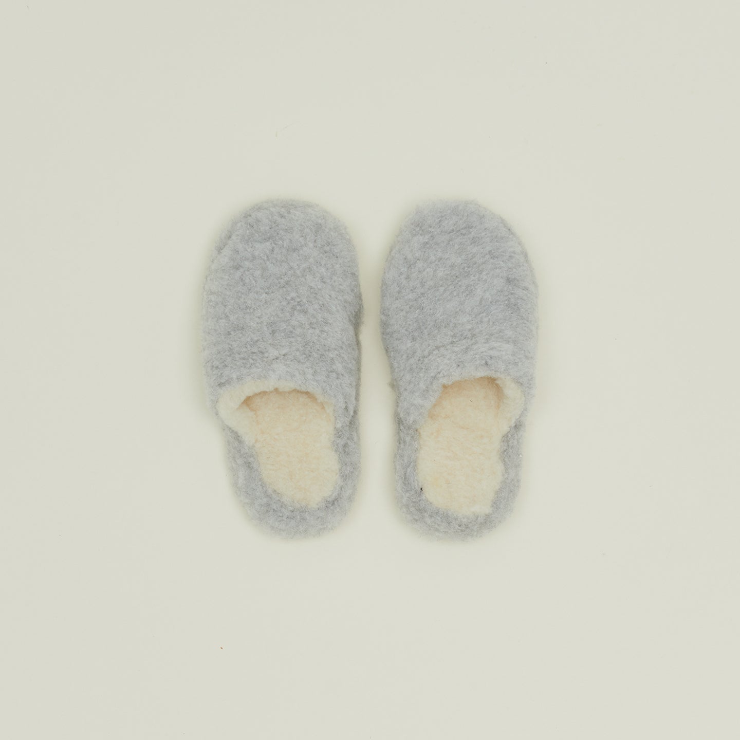 Fuzzy Wool Slippers - Light Grey