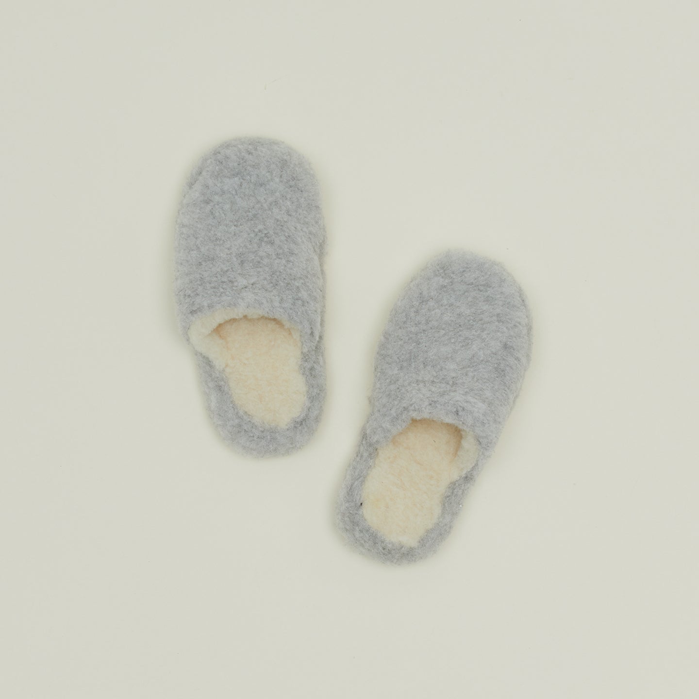Fuzzy Wool Slippers - Light Grey