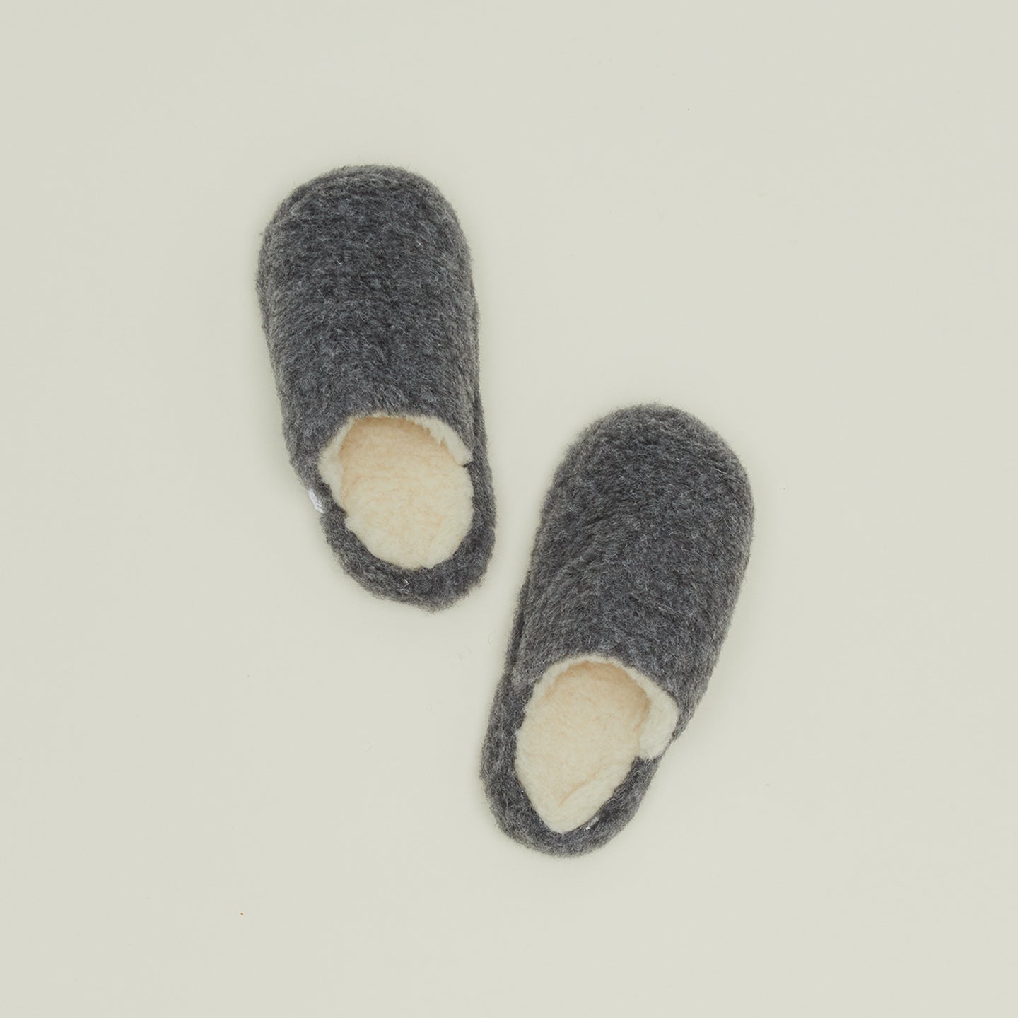 Fuzzy Wool Slippers - Dark Grey
