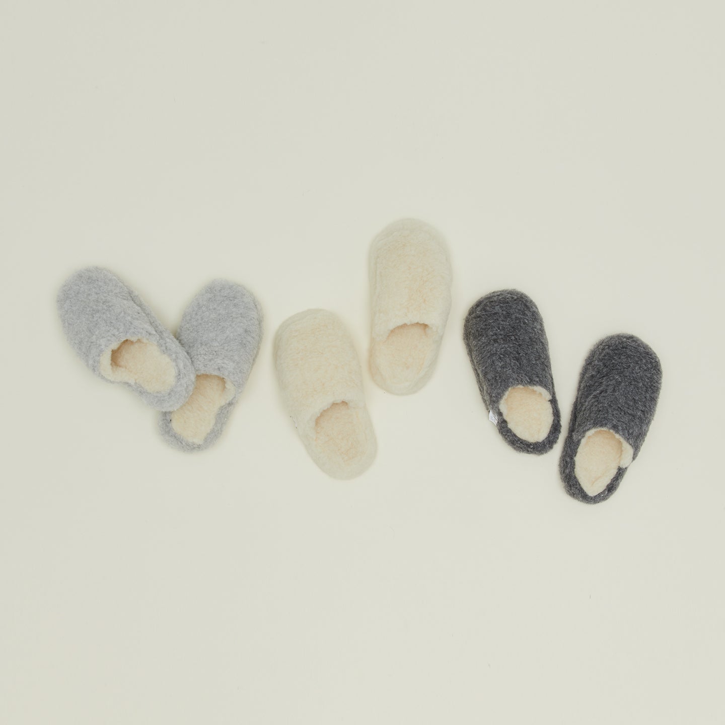 Fuzzy Wool Slippers - Dark Grey