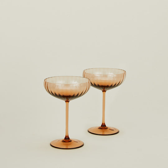 Ribbed Cocktail Coupe, Set of 2 - Brown