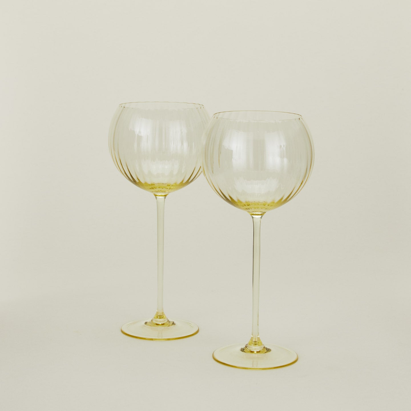 Ribbed Red Wine Glass, Set of 2 - Amber