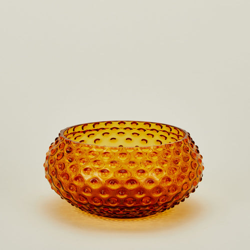 Glass hobnail amber serving bowl.