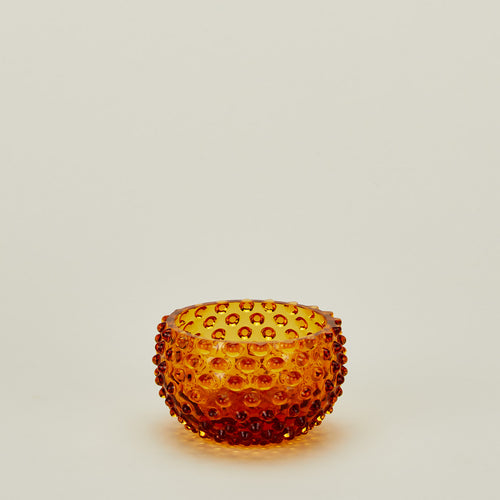 Glass hobnail amber tapas bowl.