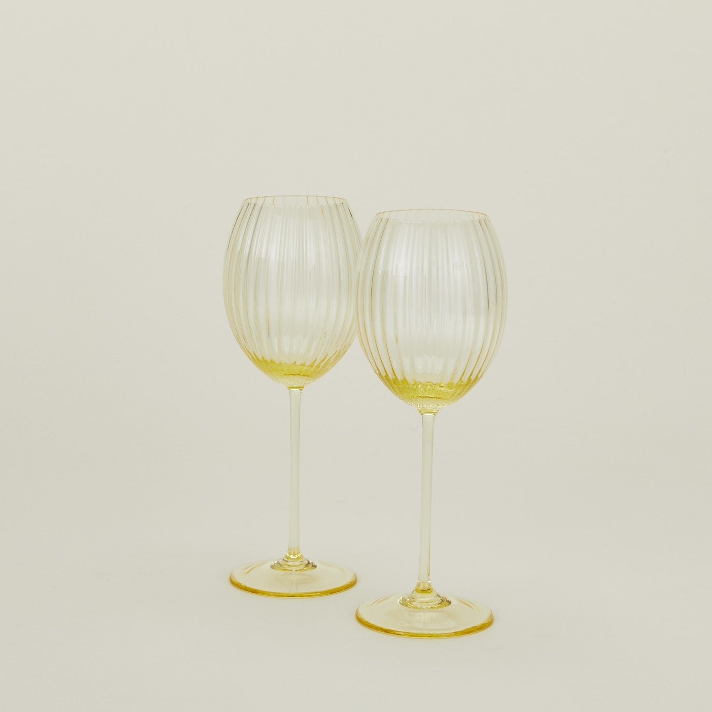 Ribbed White Wine Glass, Set of 2 - Amber