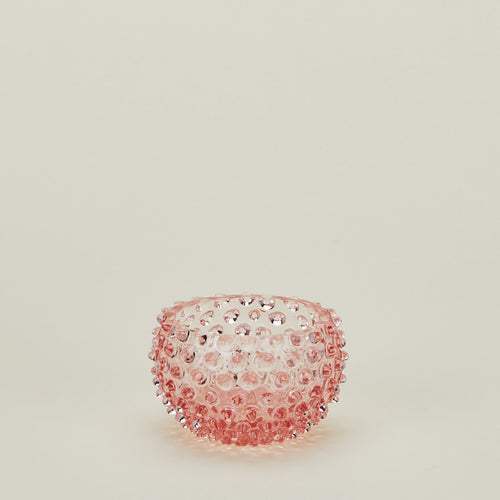 Glass hobnail blush tapas bowl.