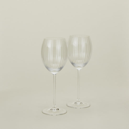 Ribbed White Wine Glass, Set of 2 - Clear