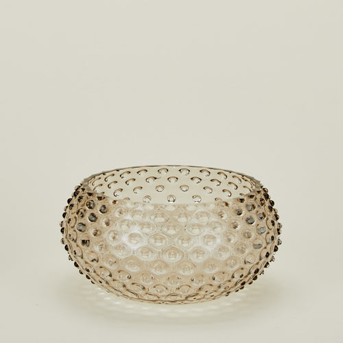 Glass hobnail grey serving bowl.