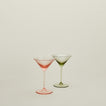 Martini glasses in blush and olive.
