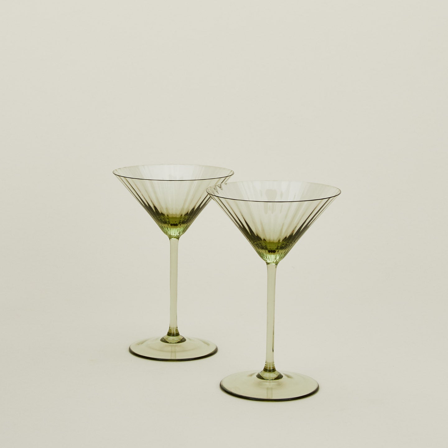 Ribbed Martini Glass, Set of 2 - Olive