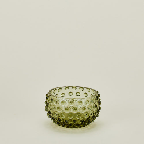 Glass hobnail olive tapas bowl.