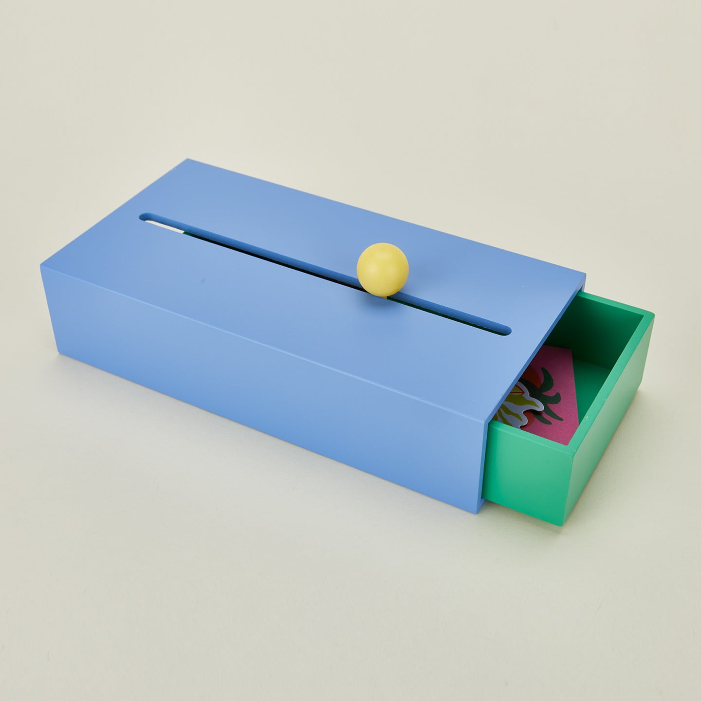 Cache Box in blue partially open