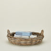 Large Rattan tray with books and candle