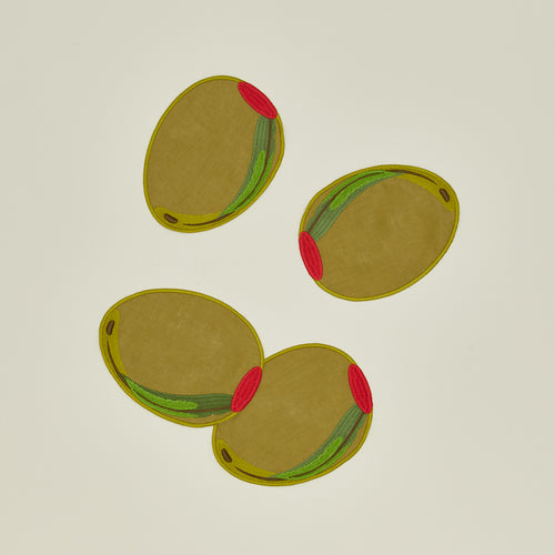 Olive Cocktail Napkins, Set of 4