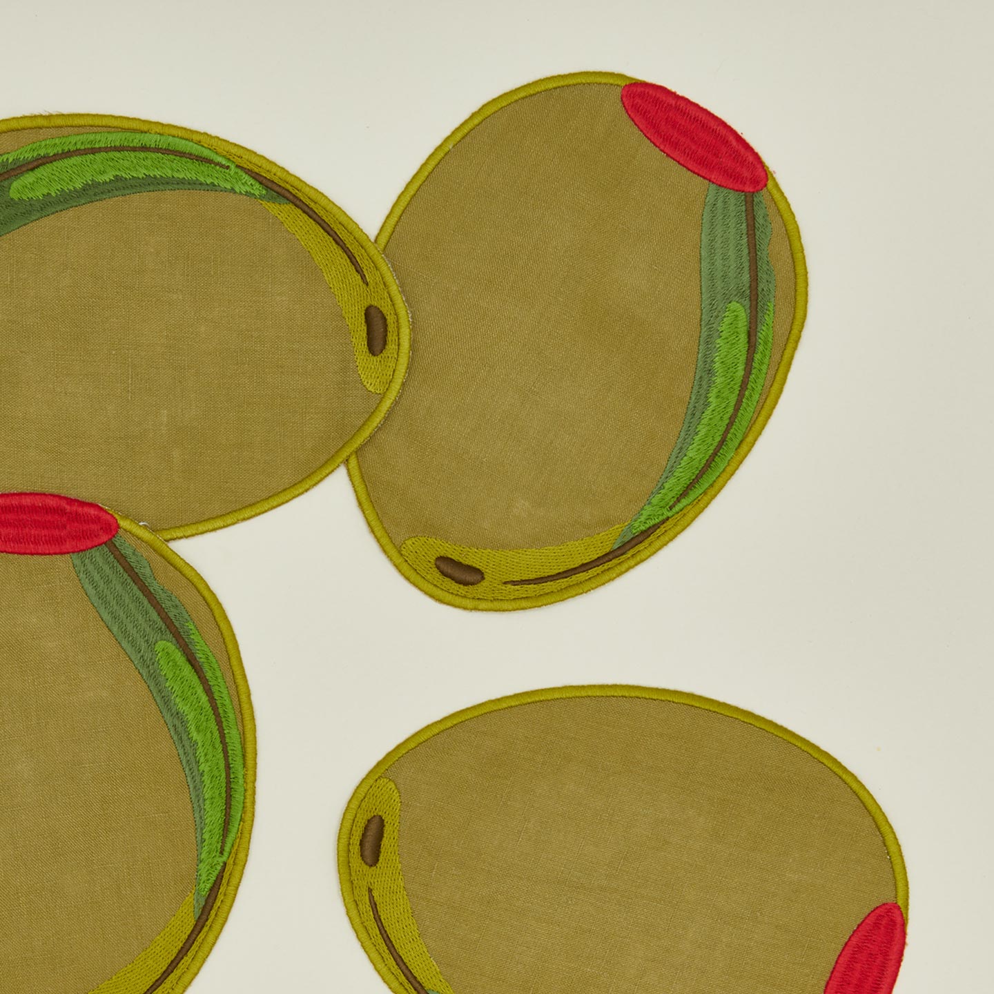 Close up view of Olive Cocktail Napkins, Set of 4