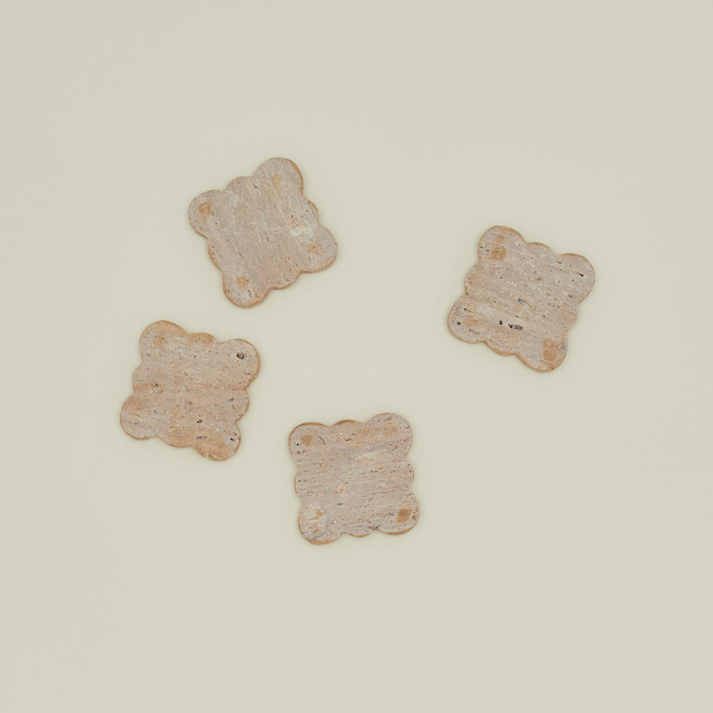 Scalloped Edge Travertine Coasters, Set of 4