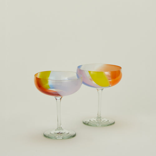 Bow glassware coupes in multicolor