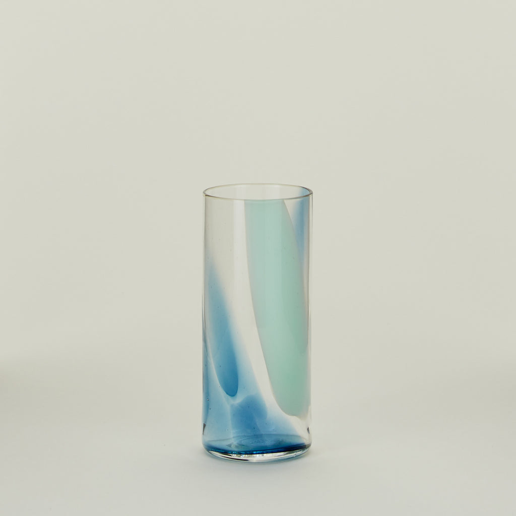 Hand Blown Highball - Peacock/Sky