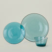 Group of Peacock glass dinner plate, dinner plate and bowl.