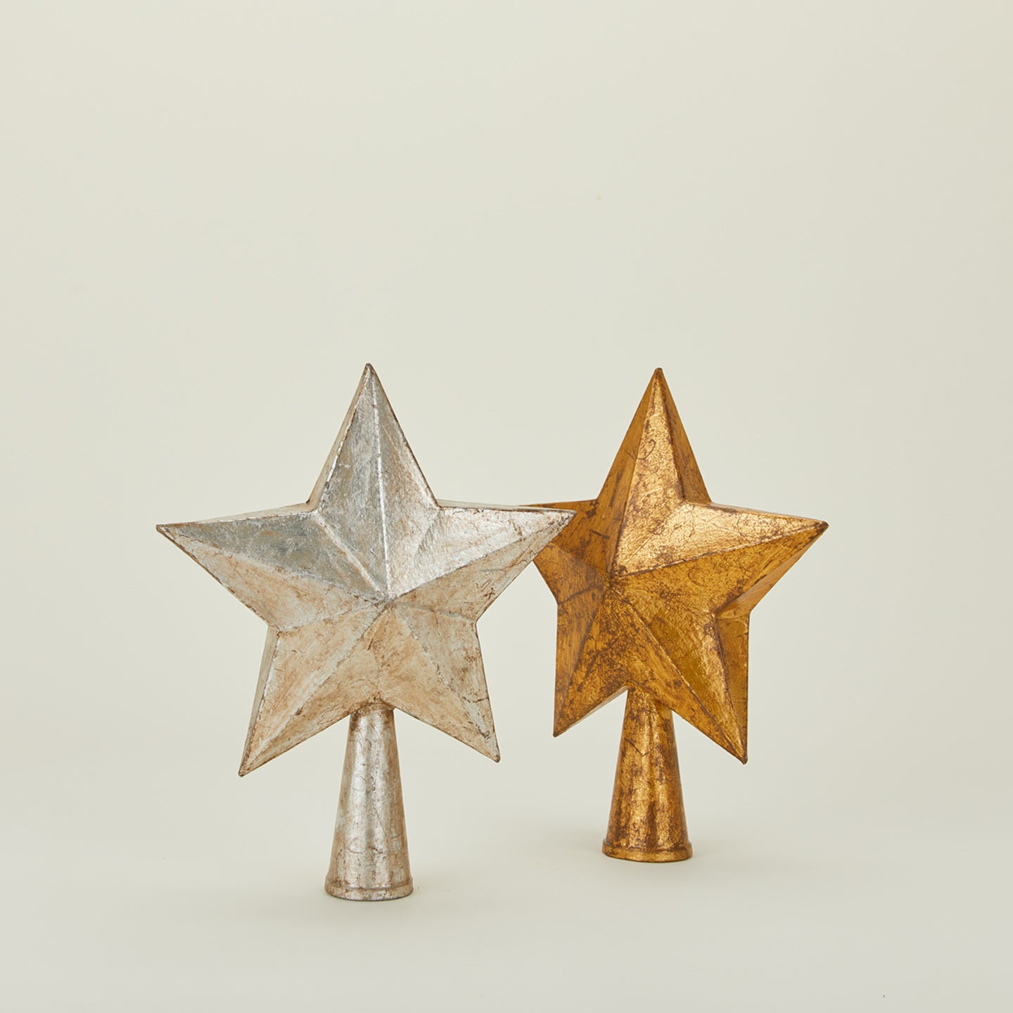 5 point tree topper family in gold and silver