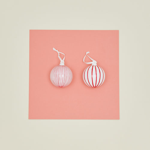 Large Candy Striped Bauble, Set of 2