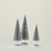 Silver glitter bottle brush tree set of 3