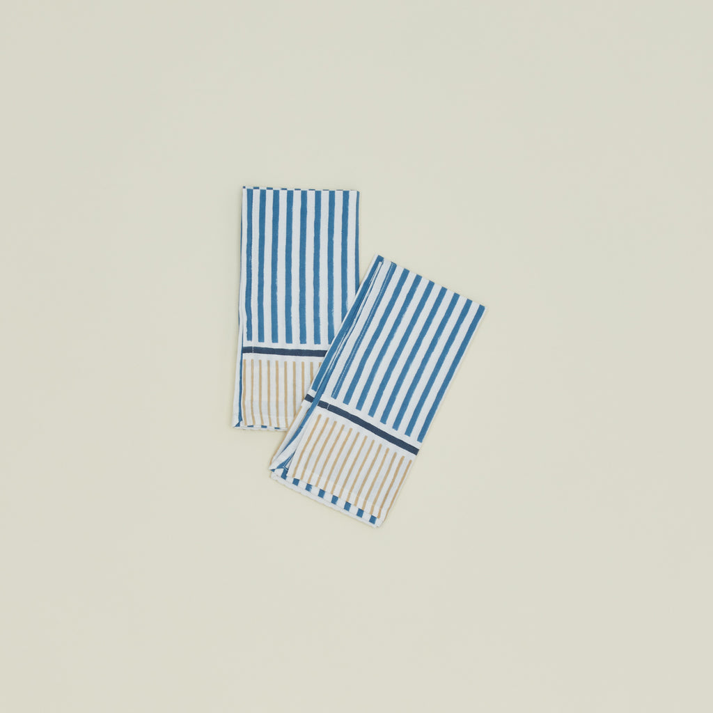 Hand Block Crossroads Napkin, Set of 2 - Blue