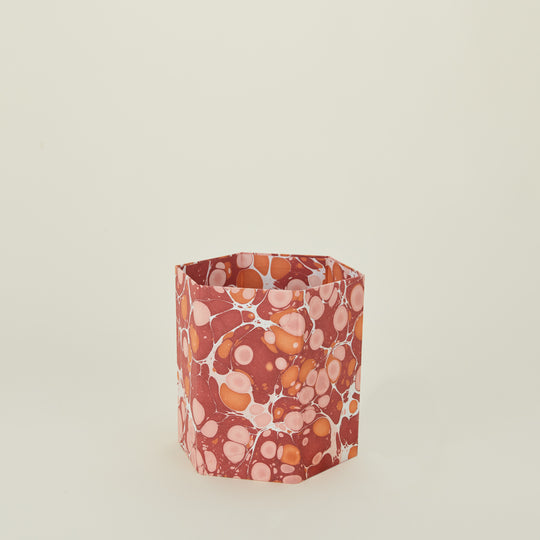 Marbleized Hexagon Wastebasket - Warm Marble
