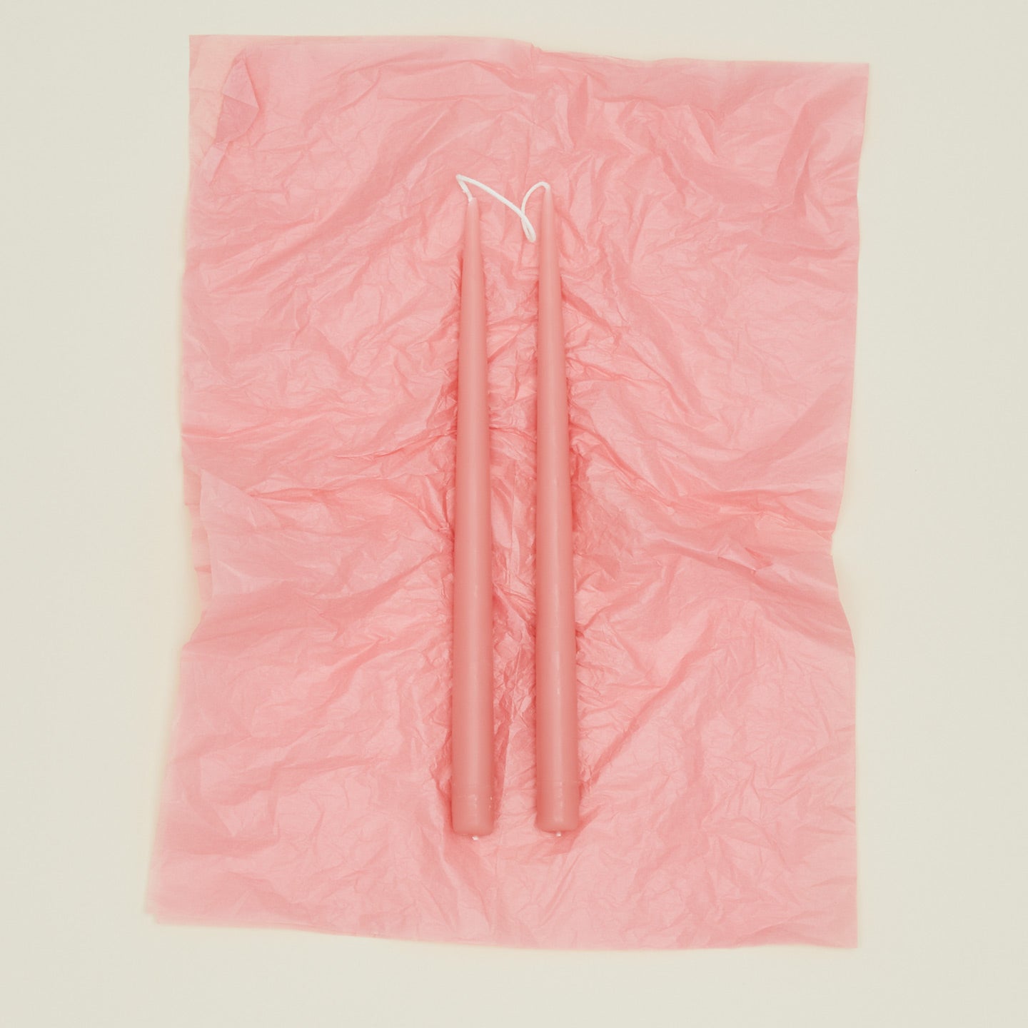 Danica taper candle pair in tea rose