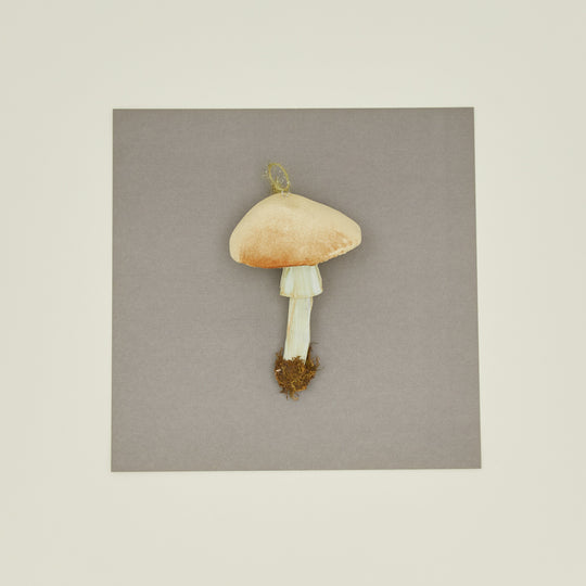 Handmade Velvet Mushroom Ornament - Amber