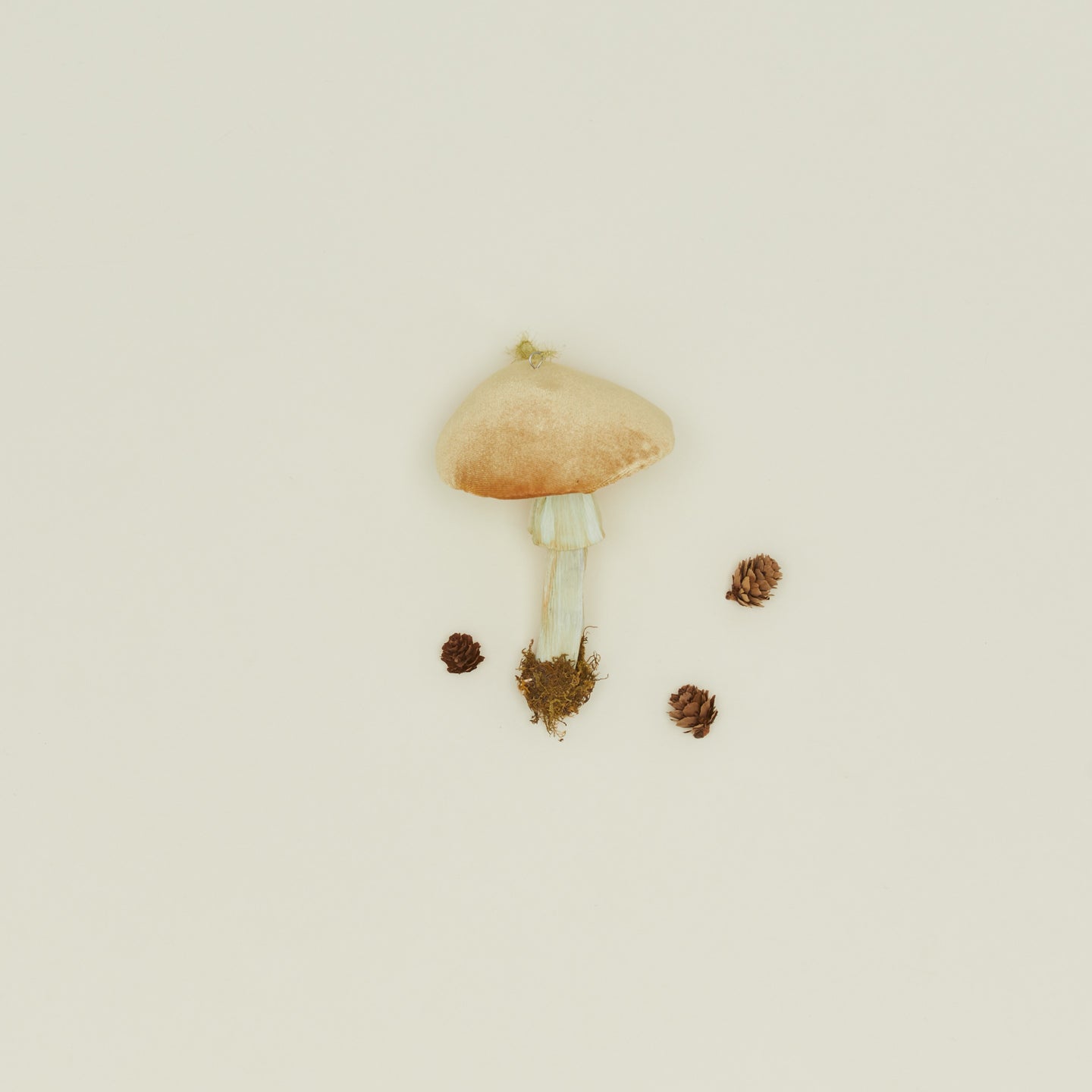 Handmade Velvet Mushroom Ornament in amber