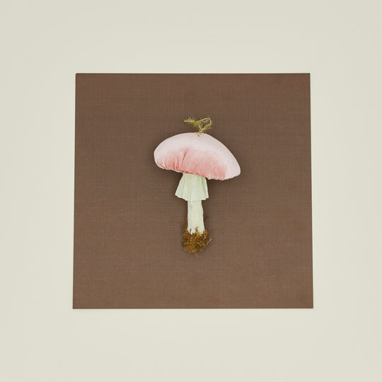 Handmade Velvet Mushroom Ornament - Pink