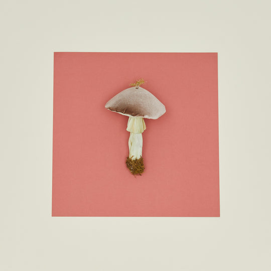 Handmade Velvet Mushroom Ornament - Taupe