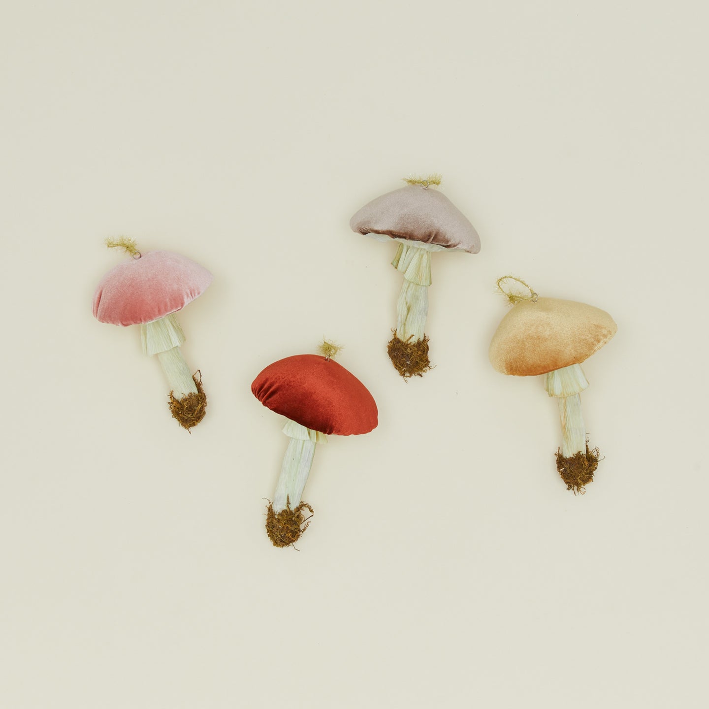 Handmade Velvet Mushroom Ornament family