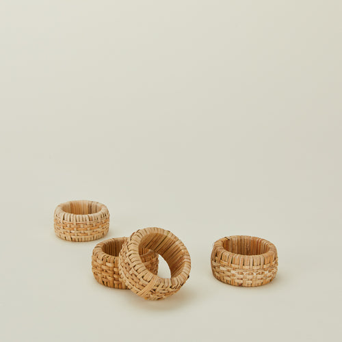 Rattan napkin rings, set of 4