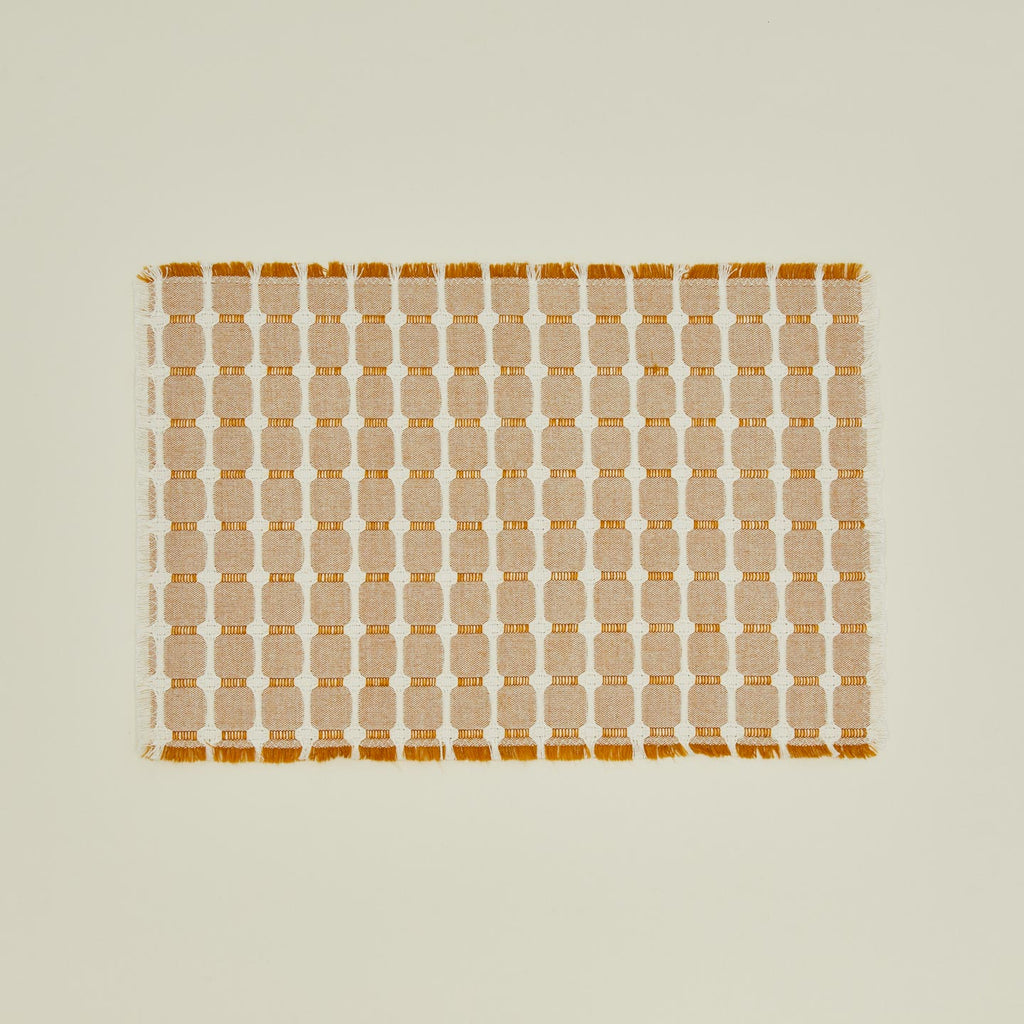 Hopsack Fringed Placemat, Set of 4 - Honey