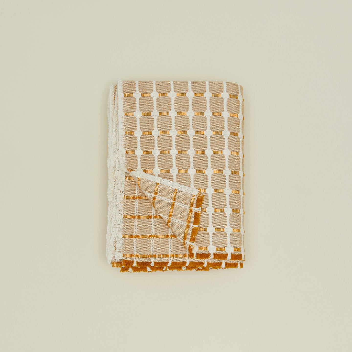 Dove and Donkey hopsack tablecloth in honey