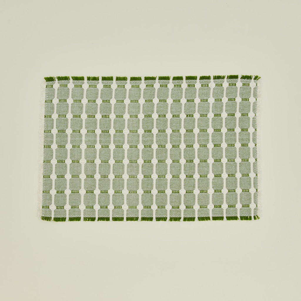 Hopsack Fringed Placemat, Set of 4 - Leaf